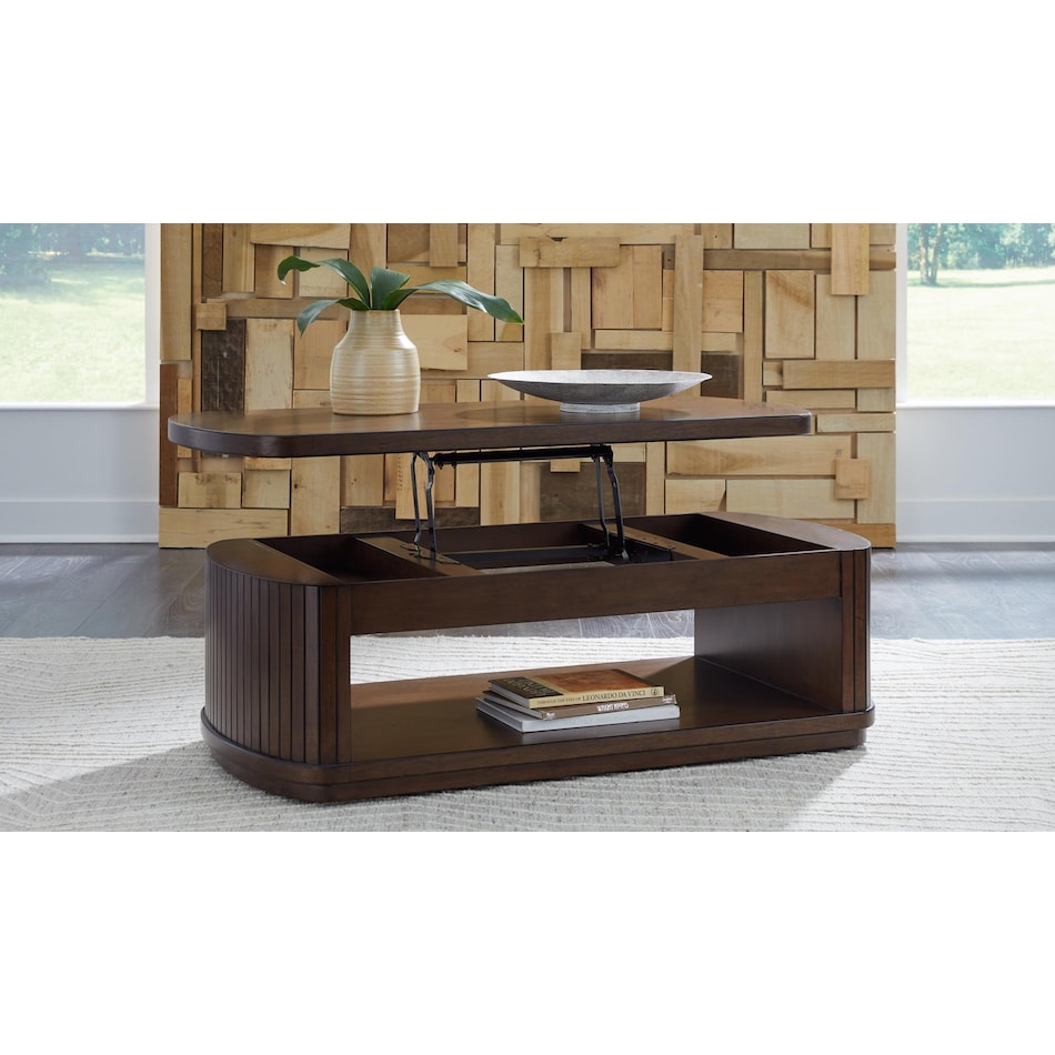 korestone dark brown cocktail table lift top   