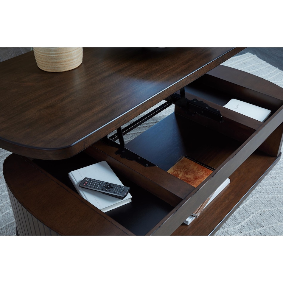 korestone dark brown cocktail table lift top   