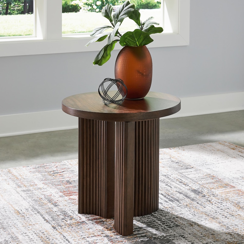korestone dark brown end table   