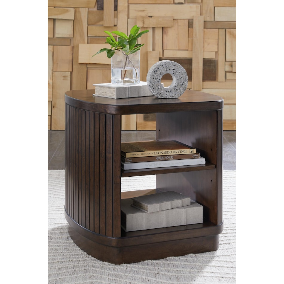 korestone dark brown end table   