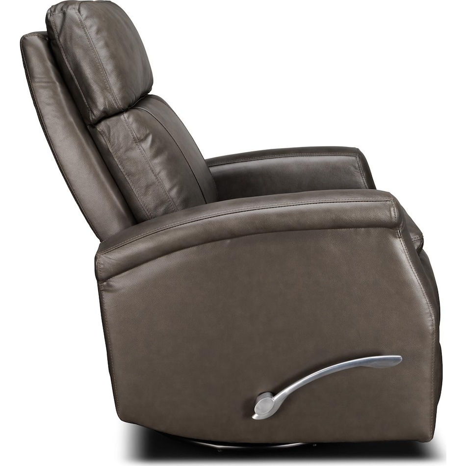 latte  charcoal leather swivel glider recliner   