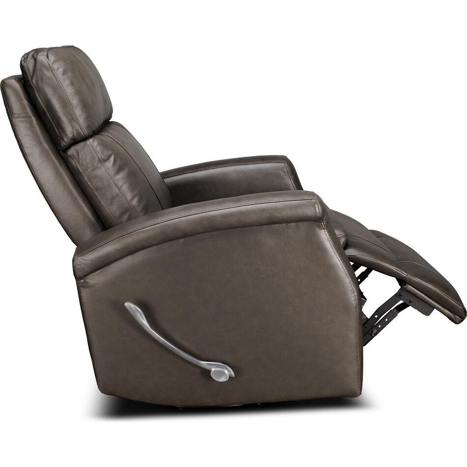 latte  charcoal leather swivel glider recliner   