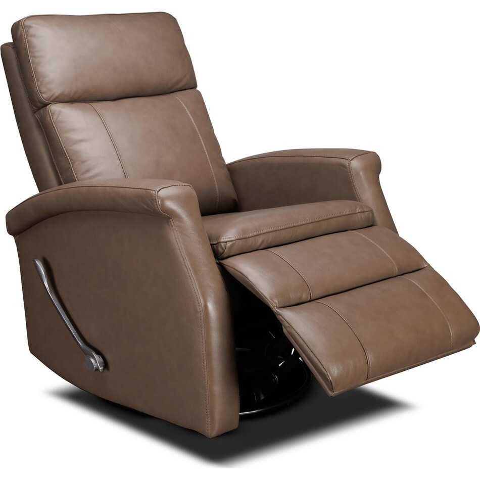 latte  graphite leather swivel glider recliner   