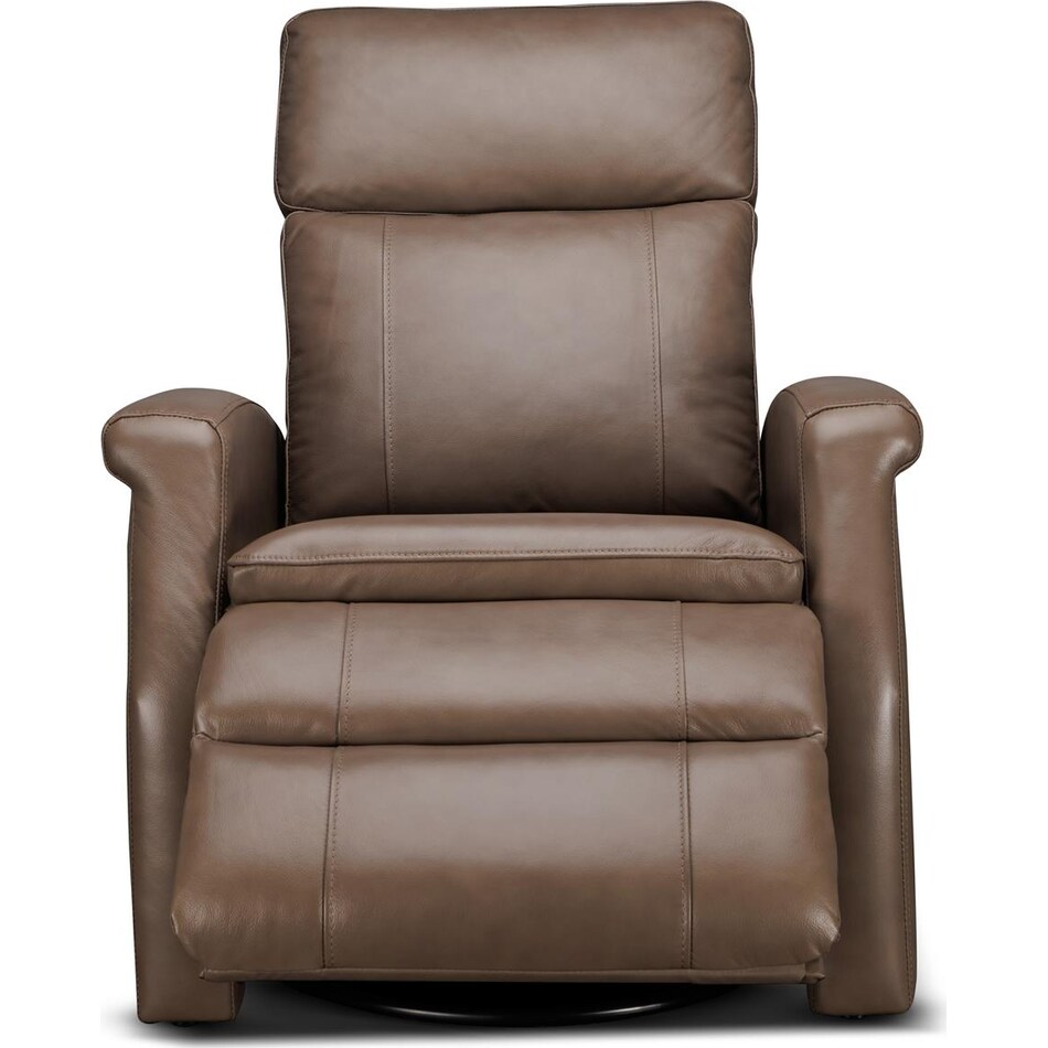 latte  graphite leather swivel glider recliner   
