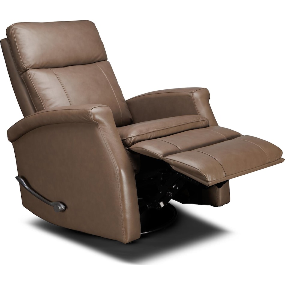 latte  graphite leather swivel glider recliner   