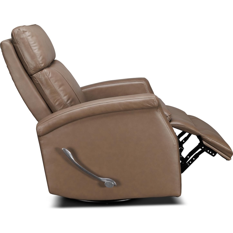 latte  graphite leather swivel glider recliner   