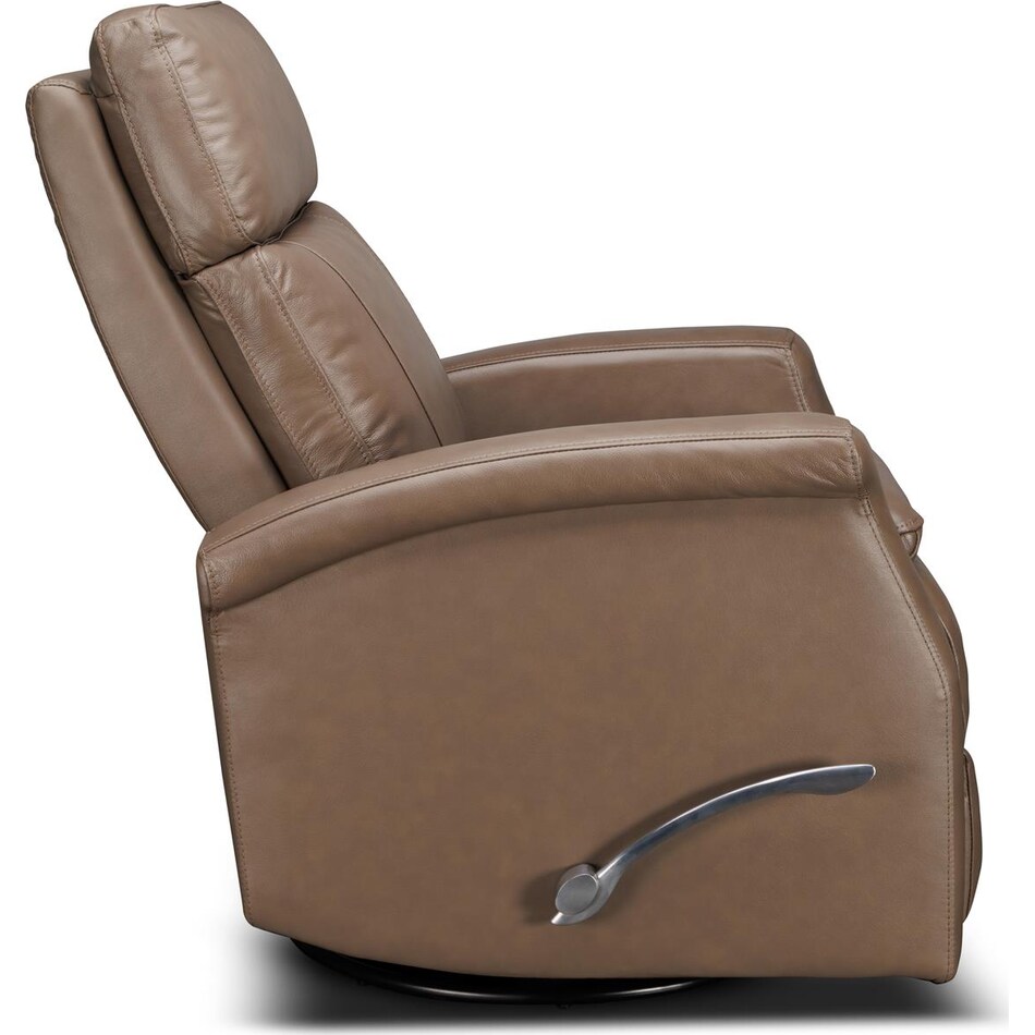 latte  graphite leather swivel glider recliner   