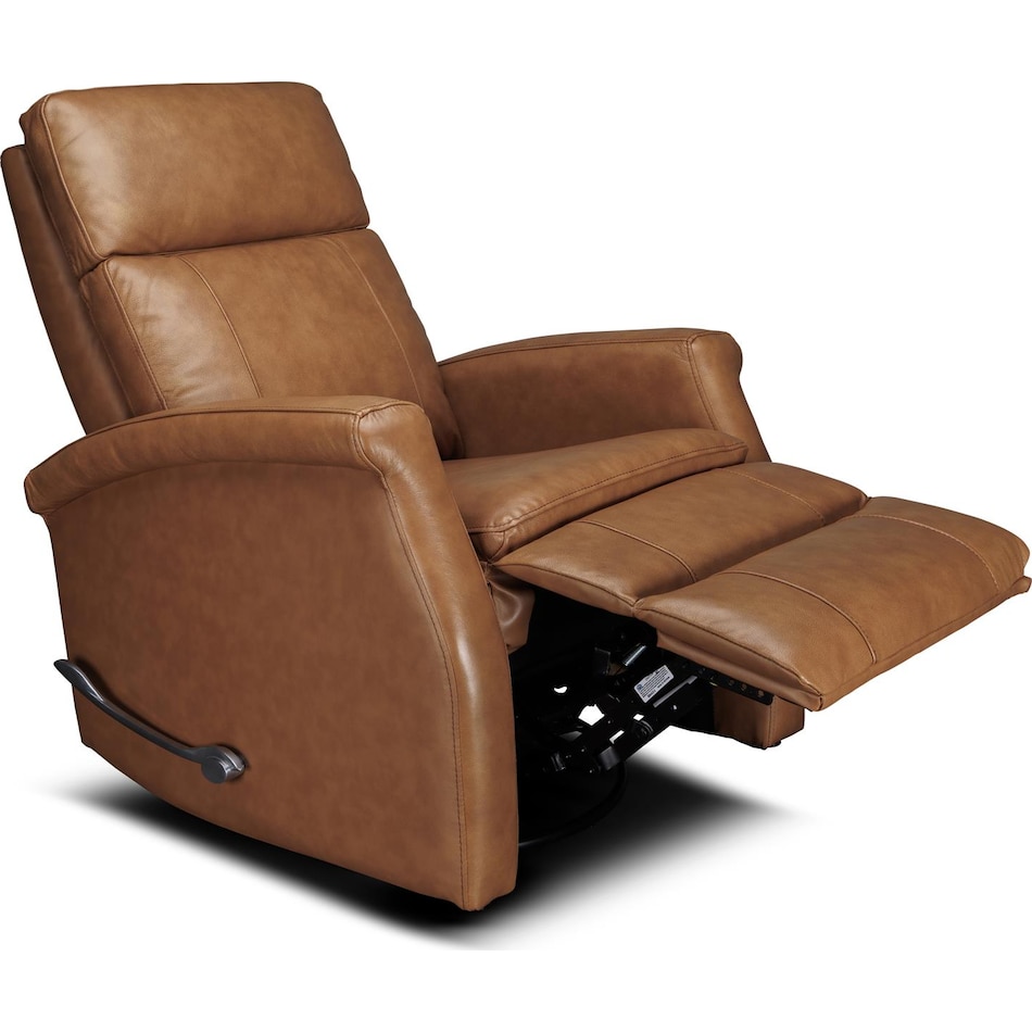 latte  rust leather swivel glider recliner   