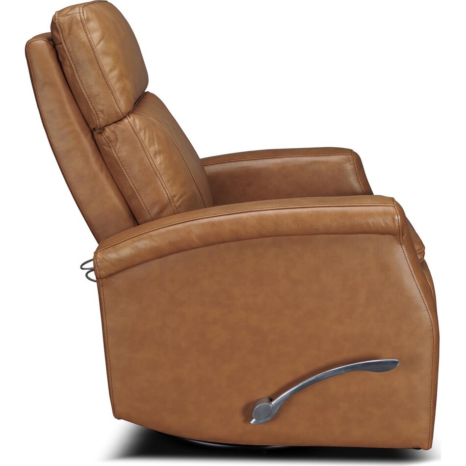 latte  rust leather swivel glider recliner   