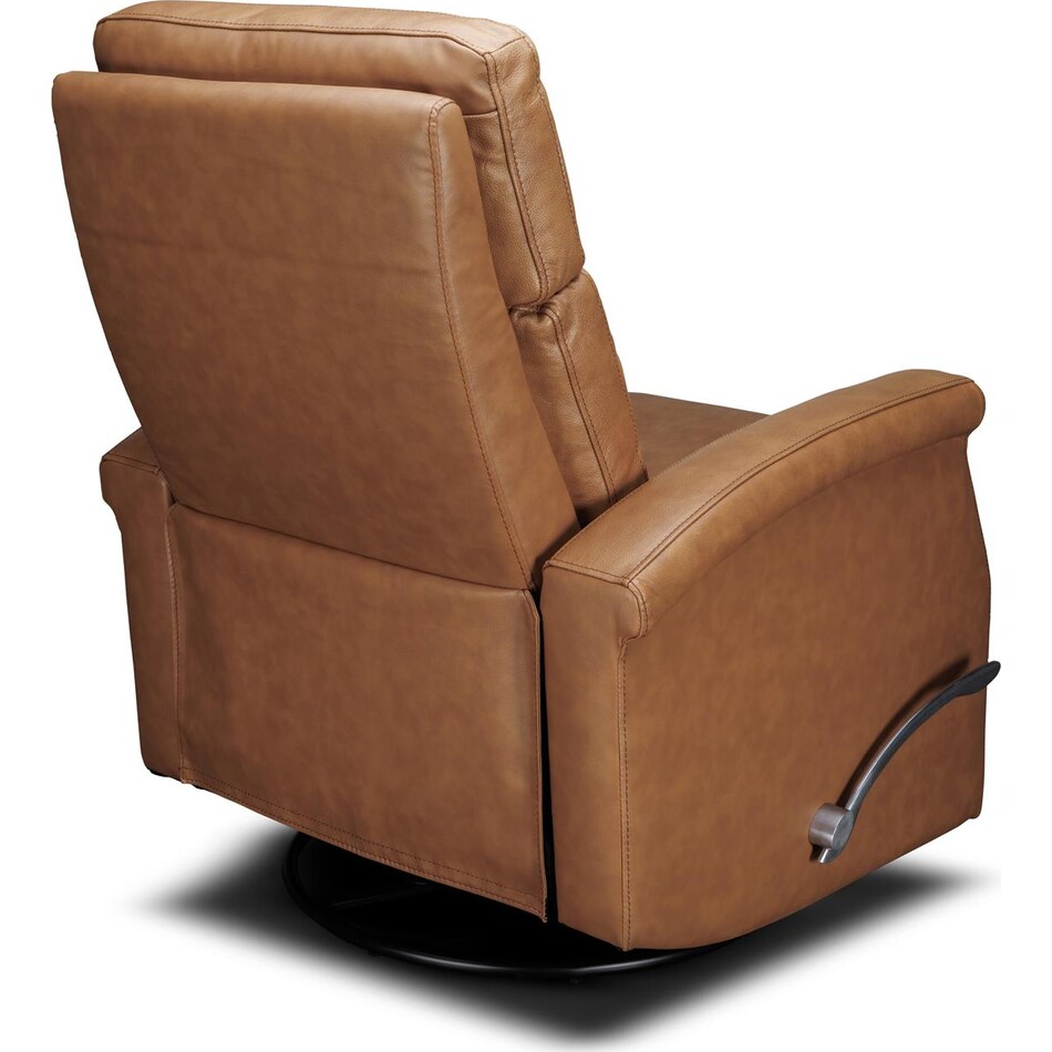 latte  rust leather swivel glider recliner   