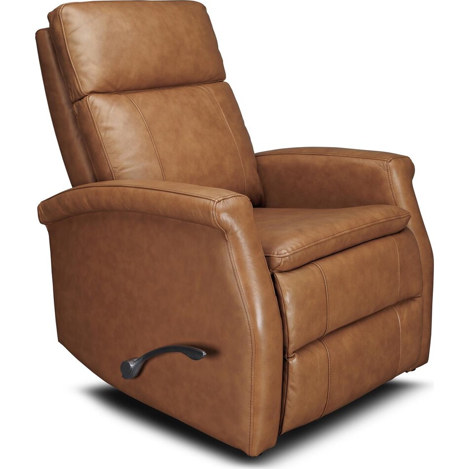 latte  rust leather swivel glider recliner   