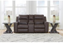 lavenhorne black reclining console loveseat   