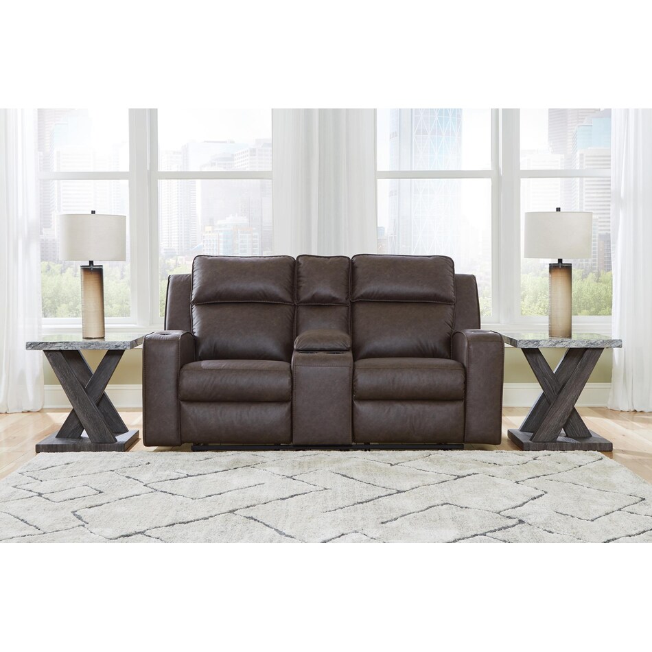 lavenhorne black reclining console loveseat   