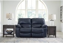 leesworth blue power leather reclining loveseat   