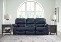 leesworth blue power leather reclining sofa   