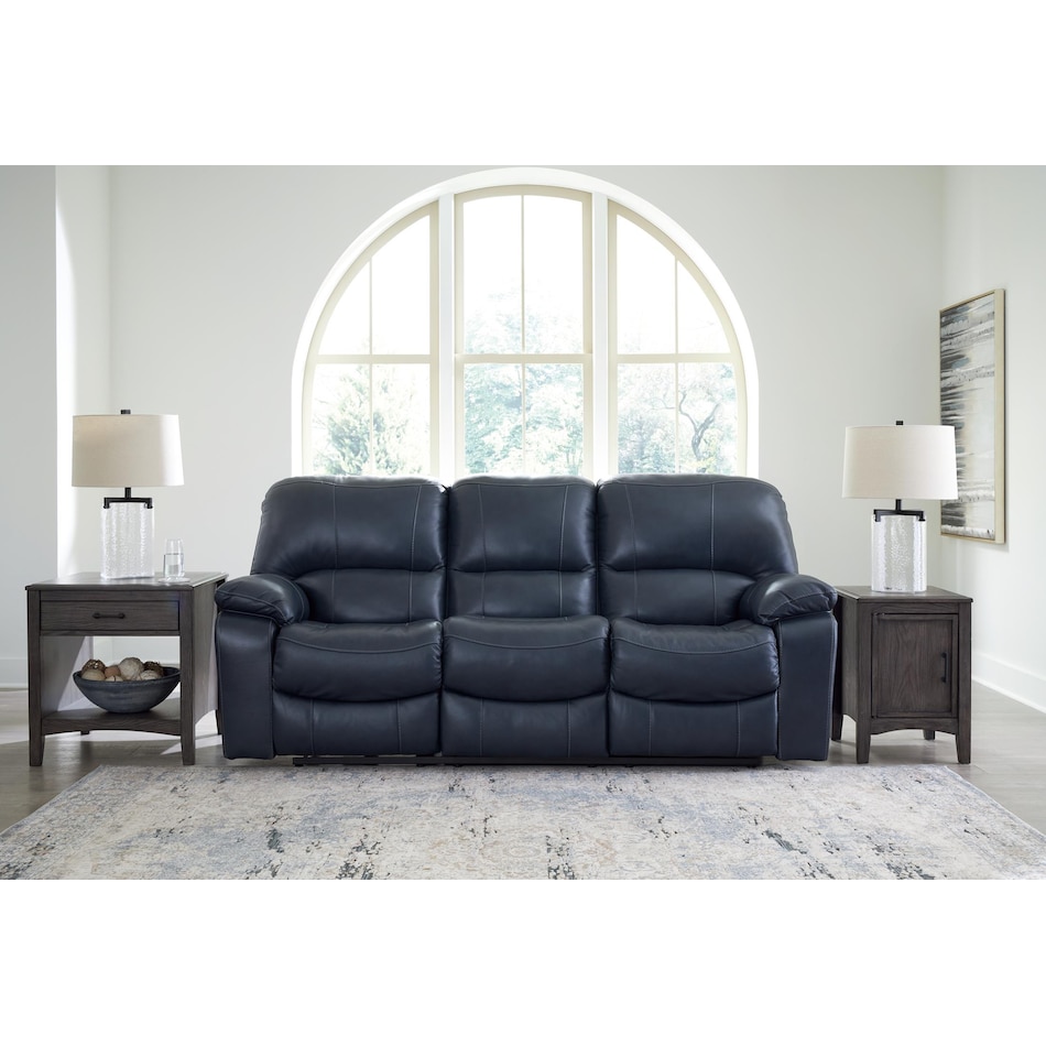 leesworth blue power leather reclining sofa   