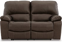 leesworth brown power leather reclining loveseat   