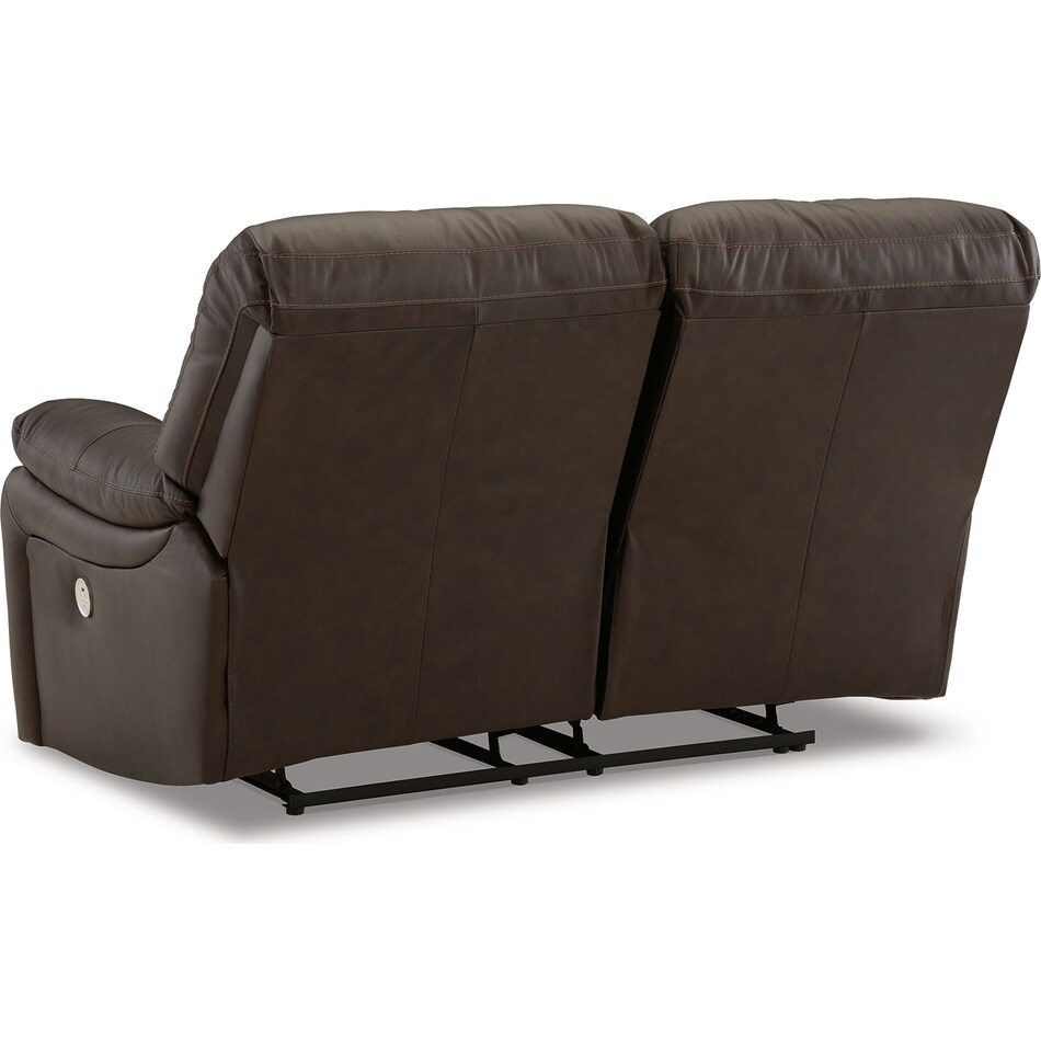 leesworth brown power leather reclining loveseat   