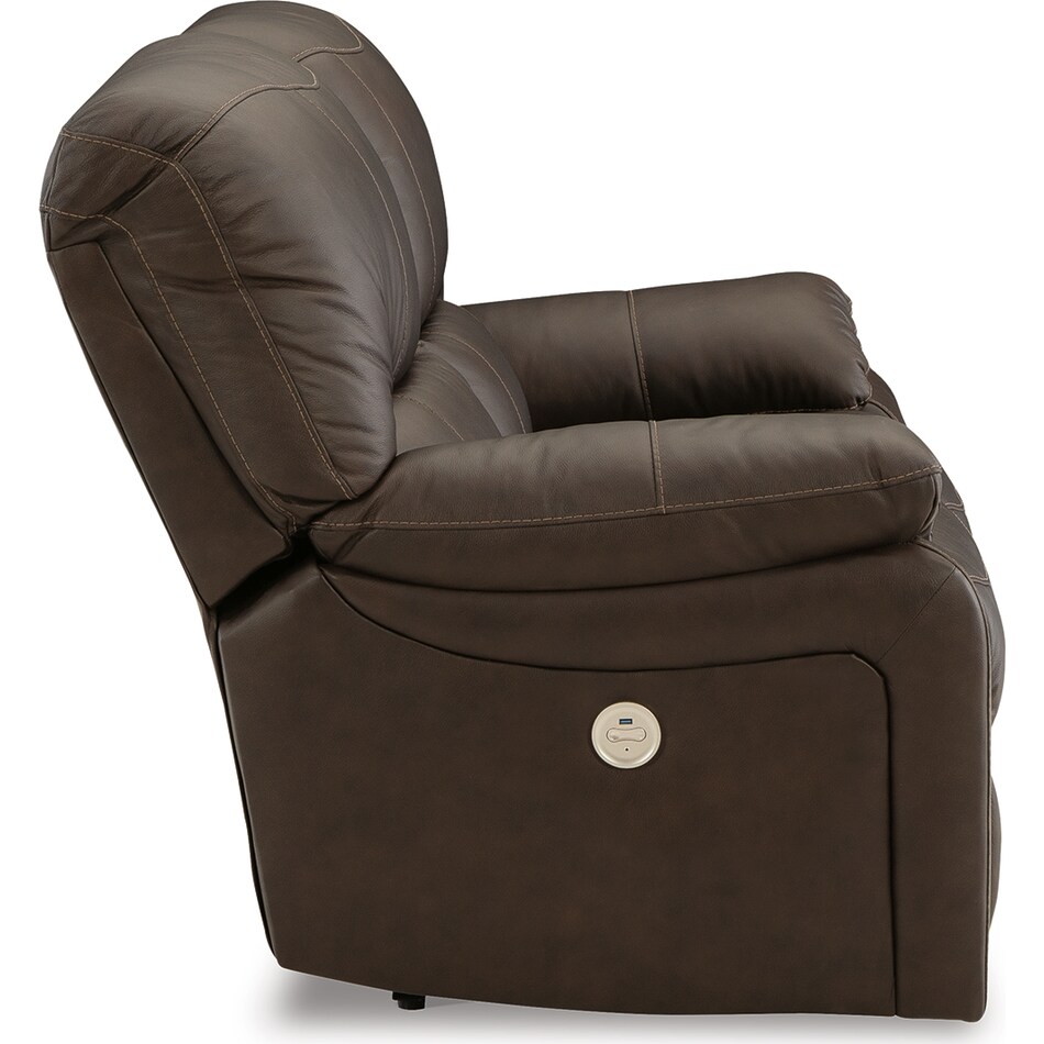 leesworth brown power leather reclining loveseat   