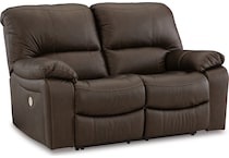 leesworth brown power leather reclining loveseat   