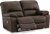 leesworth brown power leather reclining loveseat   