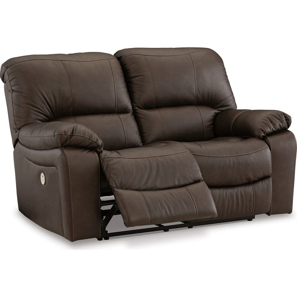 leesworth brown power leather reclining loveseat   