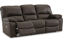 leesworth brown power leather reclining sofa   