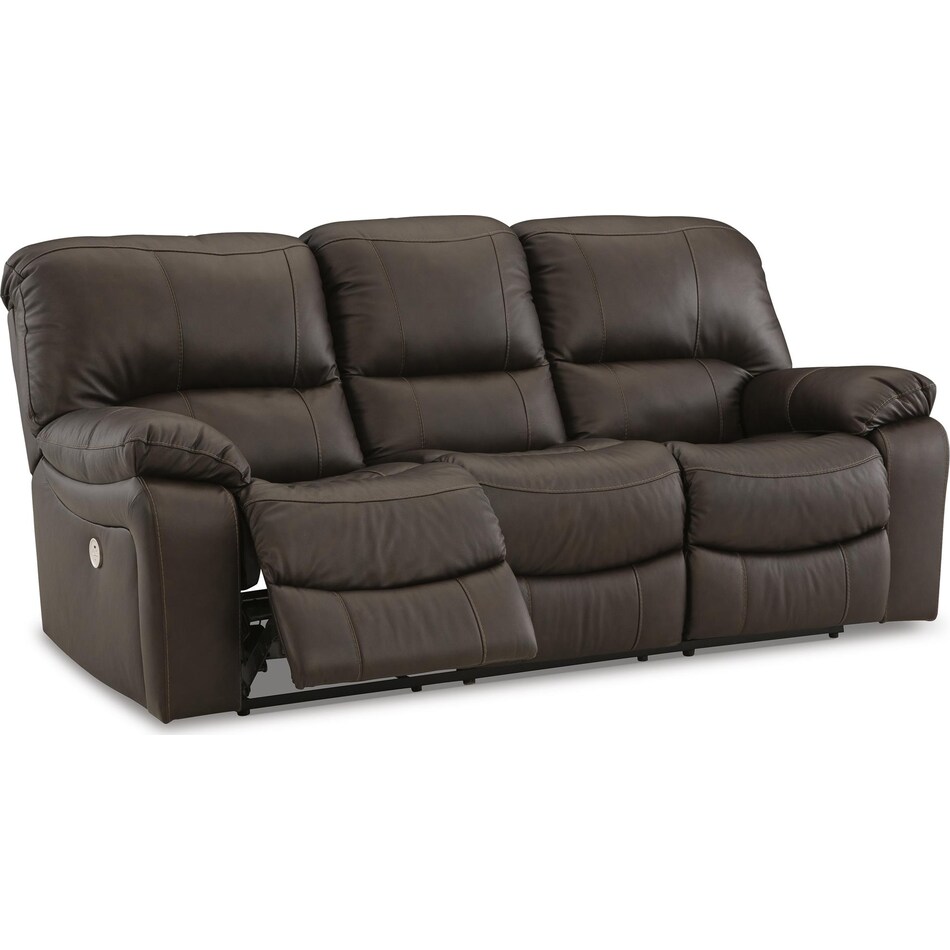 leesworth brown power leather reclining sofa   