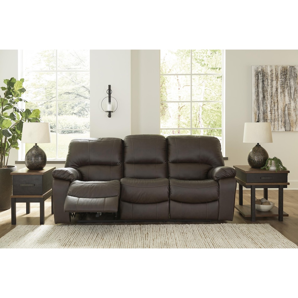 leesworth brown power leather reclining sofa   