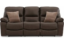 leesworth brown power leather reclining sofa   