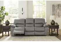 leesworth gray power leather reclining sofa   