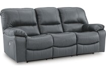 leesworth steel power leather reclining sofa   