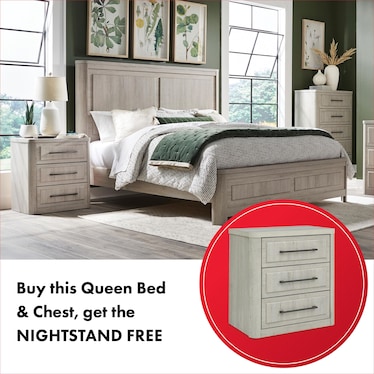 LEIA PANEL BED AND CHEST WITH FREE NIGHTSTAND!