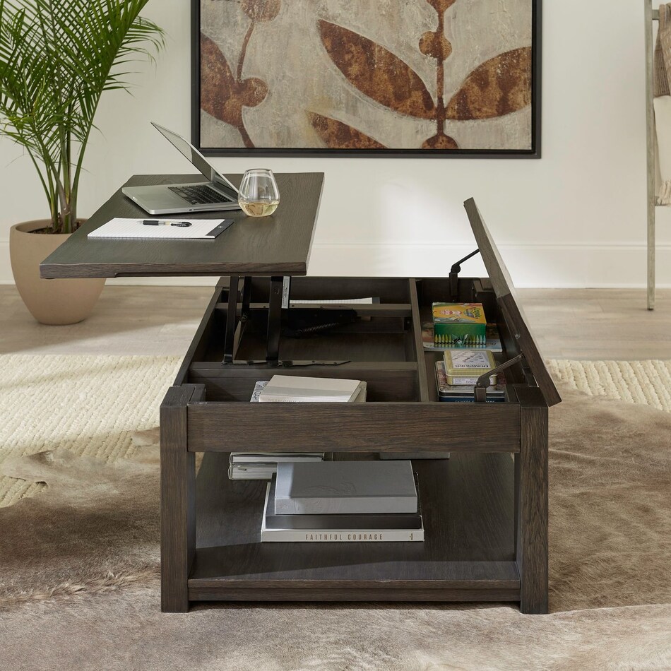 lennie bark cocktail table lift top   