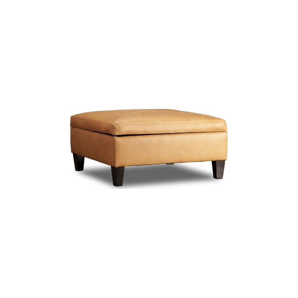lexie tuscany fawn leather accent ottoman   
