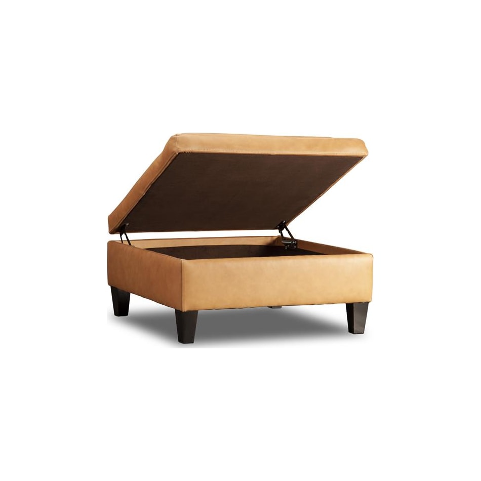 lexie tuscany fawn leather accent ottoman   