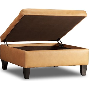 LEXIE LEATHER STORAGE OTTOMAN