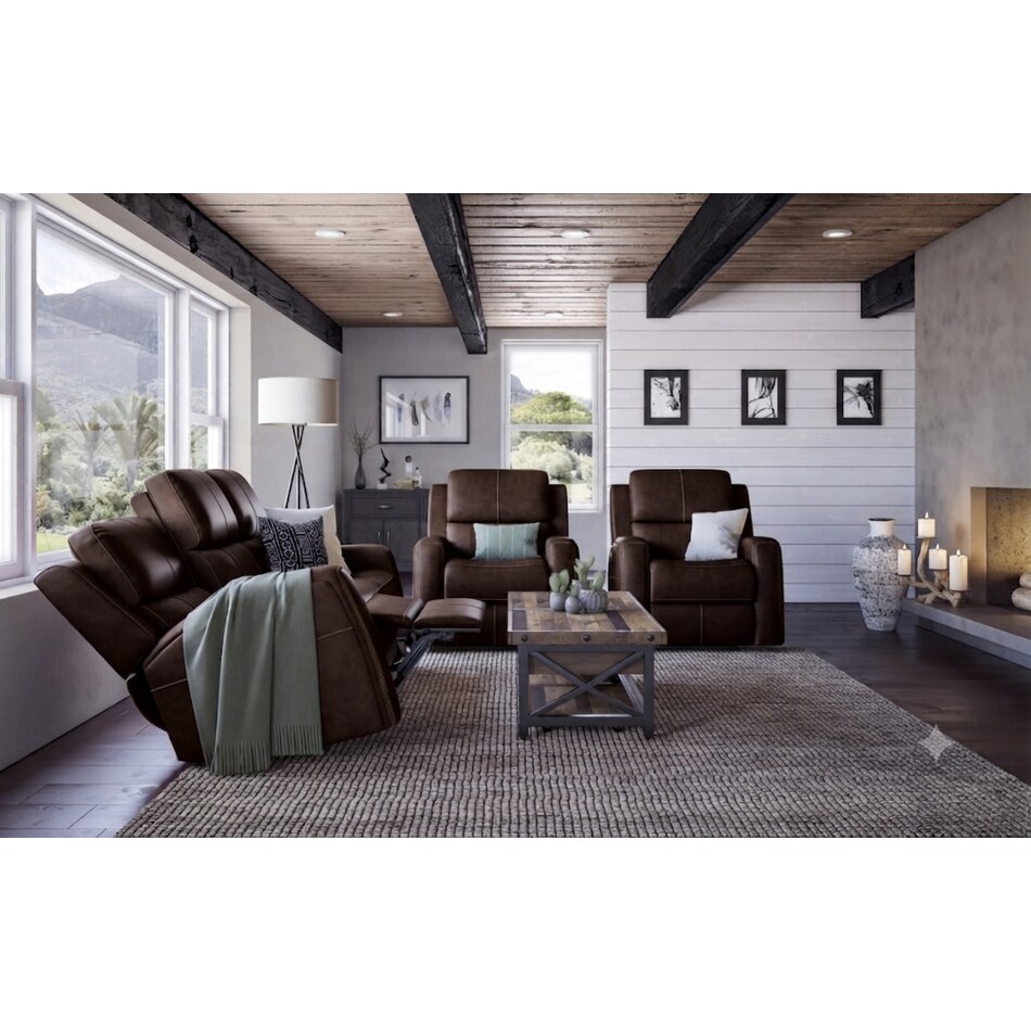 lorain ii dark brown power leather reclining loveseat   