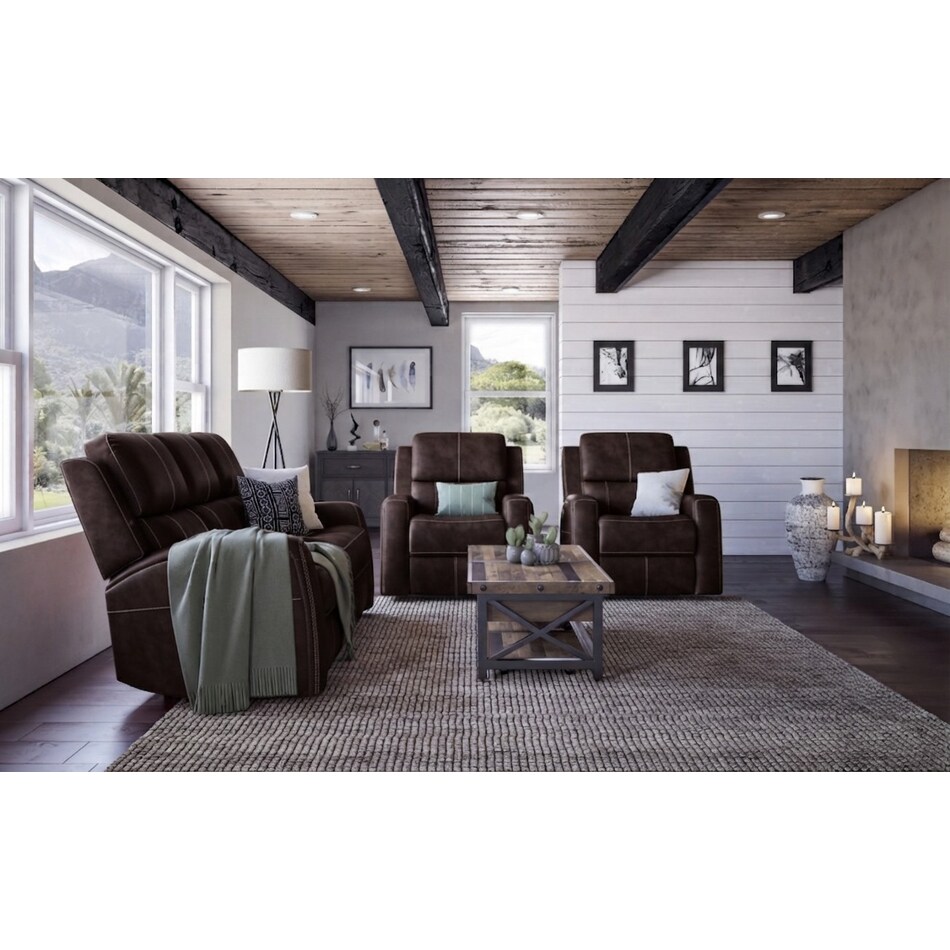 lorain ii dark brown power leather reclining loveseat   