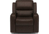 lorain ii dark walnut power leather recliner   