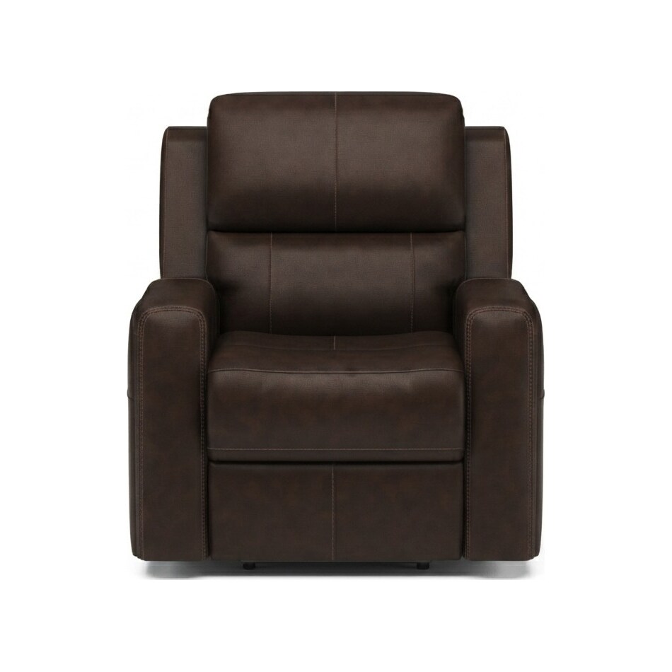 lorain ii dark walnut power leather recliner   
