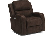 lorain ii dark walnut power leather recliner   