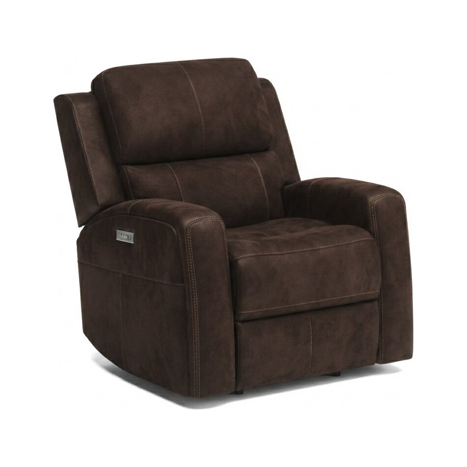 lorain ii dark walnut power leather recliner   