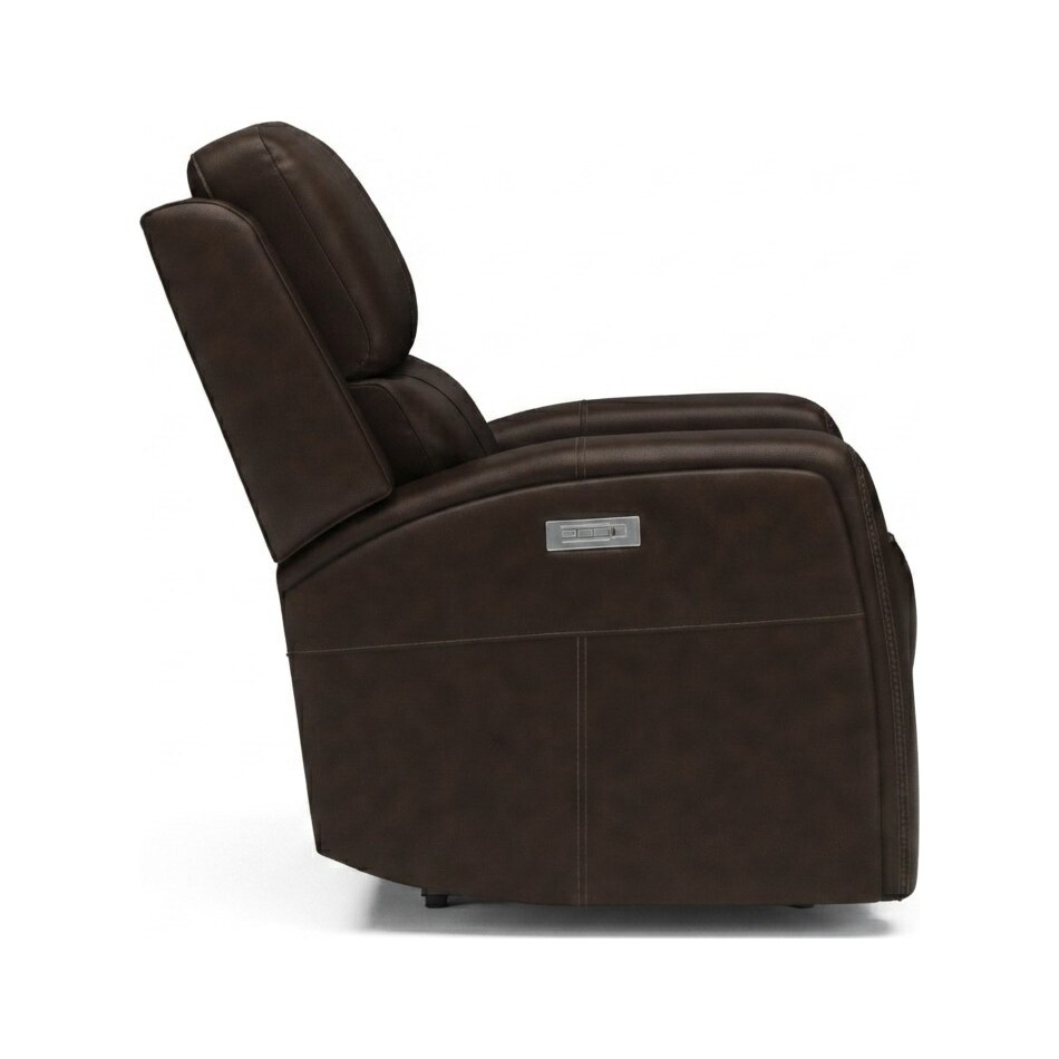 lorain ii dark walnut power leather recliner   