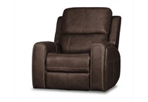 lorain ii dark walnut power leather recliner   