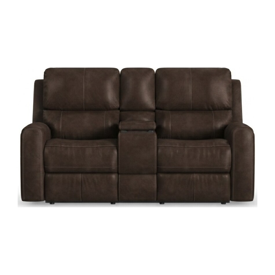 lorain ii dark walnut power leather reclining loveseat   