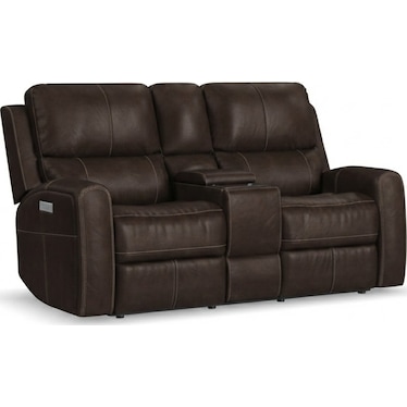 LORAIN II LEATHER POWER RECLINING LOVESEAT BY FLEXSTEEL