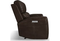 lorain ii dark walnut power leather reclining loveseat   