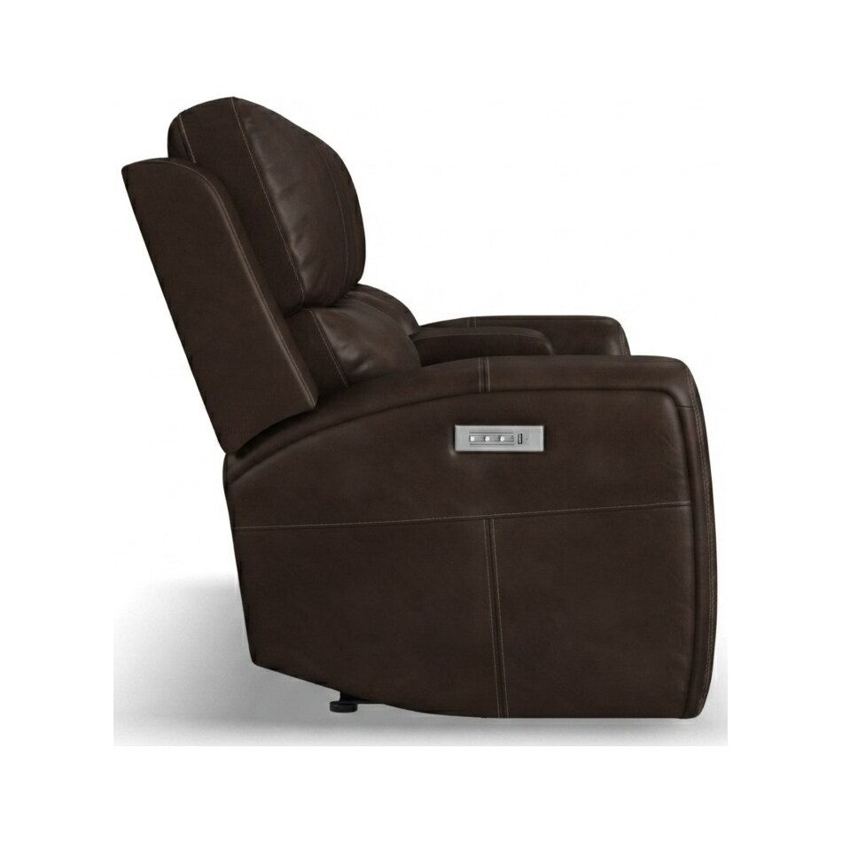 lorain ii dark walnut power leather reclining loveseat   