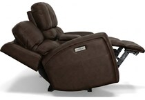 lorain ii dark walnut power leather reclining loveseat   